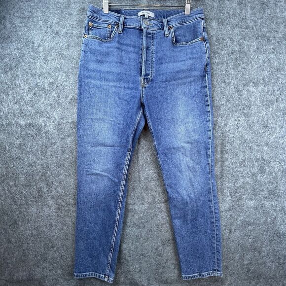 Re/Done Jeans Womens 31 Blue 90s High Rise Ankle Crop - Picture 1 of 9
